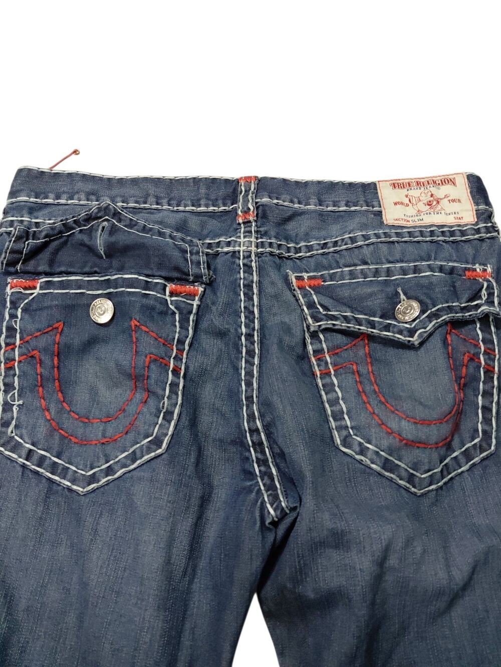 True Religion Slim Embroidered Boot Cut Stich Red Size 40x33